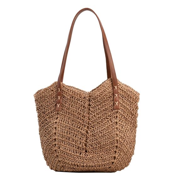 Straw Beach Tote Bag Summer Woven Shoulder Handbags Large Straw :O - Picture 1 of 8